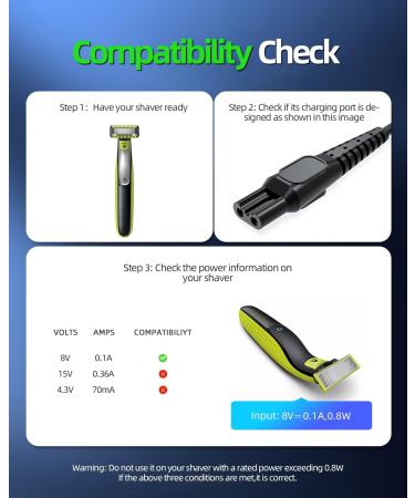 8V Charger for Philips HQ850 Norelco One Blade QP2630 QP2530 | Power Supply & Charging Cable - Buy Online on GoSupps.com