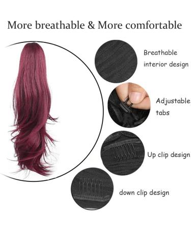 PORSMEER Wine Red Drawstring Ponytail Extension 26 Inch - Synthetic Hairpiece for Women & Girls - Buy Online on GoSupps.com
