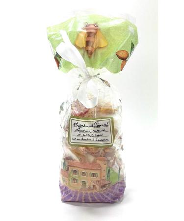 Product from Provence: Gift Bag Assortment of Provencal Nougats from Montelimar Soft Hard Black Nougat and Small Calissons from Provence 200 g