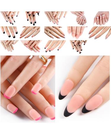 Ruarby Short Almond Press on Nail French Bowknot Fake Nail Acrylic False Nail Artificial Nail Glues on Nail for Womens Girls - Buy Online on GoSupps.com