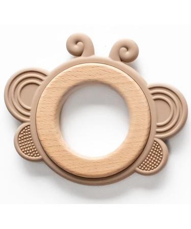 Natural Wood & Silicone Baby Teether - Butterfly  3M+ (Vanilla Cream)