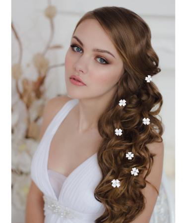 Wecoe 20 Pcs Small White Flower Hair Clips - Cute Decorative Claw Clips for Girls - Bling Wedding Hair Accessories - Perfect Gift for Women and Kids - Buy Online on GoSupps.com