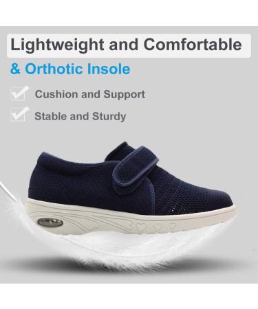 Orthoshoes Women's Edema Shoes - Breathable Lightweight Walking Sneakers for Diabetic Elderly - Navy (Size 8) - Buy Online on GoSupps.com