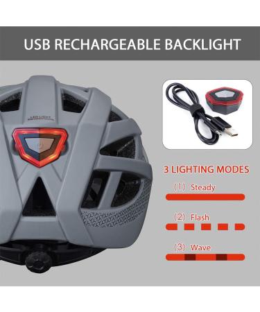 Adult Bike Helmet with Light - Matte Gray - L(23-24 in/59-61cm) | Mountain Road Bicycle Helmet for Men and Women - Buy Online on GoSupps.com