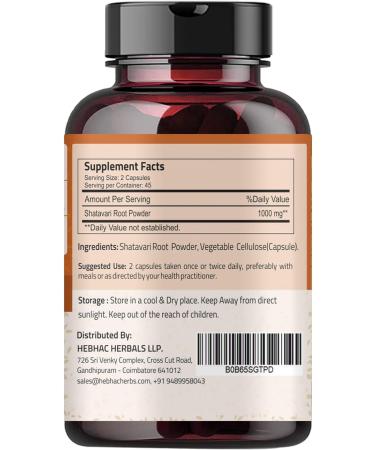 Shatavari Capsules for Women (90 Capsules) - Organic Herbal Supplement | Non-GMO, Gluten Free | 1000mg Vegan Caps - Buy Now - Buy Online on GoSupps.com