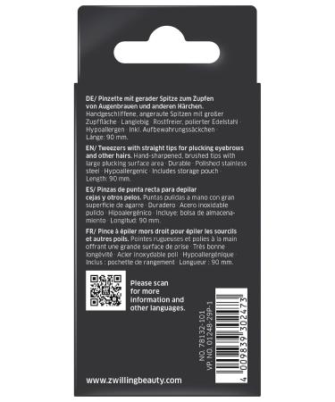 ZWILLING Straight Tweezers for Precise Eyebrow Hair Removal | Polished Stainless Steel | 90 mm Precision Tip - International Shipping Available - Buy Online on GoSupps.com
