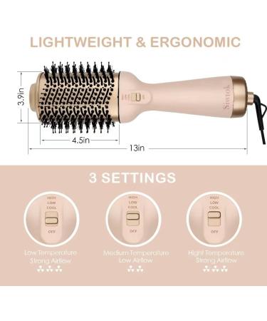 Siwtok One Step Hair Dryer Brush Professional Hot Air Brush 1200W (Pink) - 4 Piece Set [Negative Ions] - Buy Online on GoSupps.com