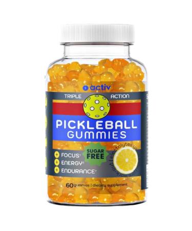 Pickleball Gummies | Triple Action Endurance Focus Energy | With 5 Electrolytes and Vitamin B | Vegan and Keto Non-GMO | Game-Time readiness and endurance | Lemon Sugar Free gummies | 60 ct