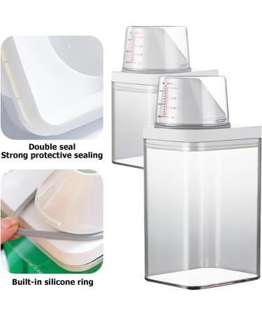 WANDGU Airtight Detergent Dispenser with Doser: 2 Pieces Reusable Washing Powder Dispenser Detergent Box Airtight Washing Powder Container White 1100 ml + 700 ml - Buy Online on GoSupps.com