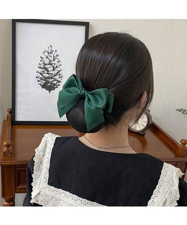 Wine Red Women's Hair Snood with Bowknot Decor - Elastic Mesh Hair Bun Cover Barrette Clip - Buy Online on GoSupps.com