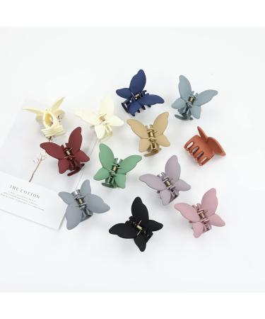 12 Pack Colorful Frosted Butterfly Hair Clips - Y2K Hair Accessories for Women, Girls, Kids - Buy Online on GoSupps.com