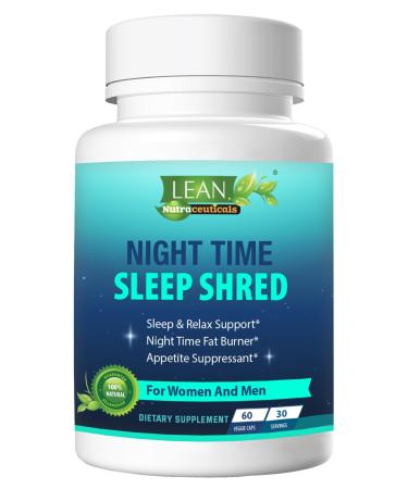 Night Time Sleep Shred Fast Fat Burner Weight Loss Aid Pill Appetite Suppressant Carb Blocker Metabolism Booster Support Supplement for Women Men with Melatonin White Kidney Bean Ashwagandha 60 Caps