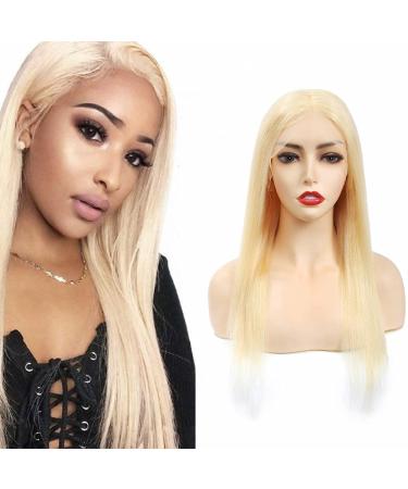 Real hair wig blond lace frontal wig real hair wig natural woman natural hair brazilian wigs for black women lace frontal wig blonde 46 cm (18 inch) blond (stright) 46 cm (1 Pack)