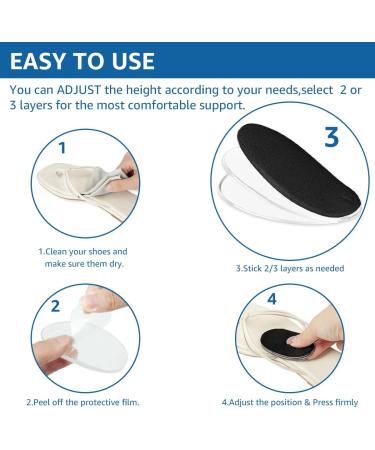 SQHT Gel Insoles for Flat Feet | Height-Adjustable Arch Support Inserts for Plantar Fasciitis | Pressure Relief & Pain Relief | 1 Pair (Black 3 Layers - Buy Online on GoSupps.com
