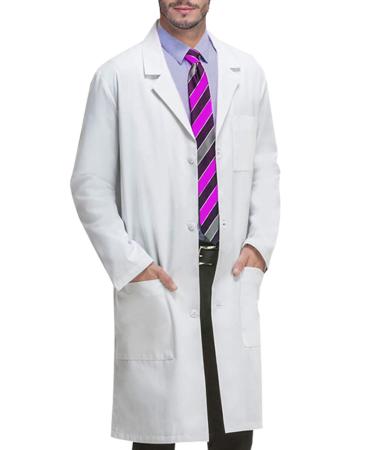 VOGRYE Professional Lab Coat for Men Women Long Sleeve White Unisex White Medium