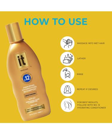 IT Essentials No. 12 Hydrating Shampoo - Professional Grade for All Hair Types | Abyssinian & Sunflower Oil | Repair Damaged Hair & Control Frizz - Buy Online on GoSupps.com