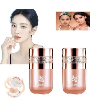 Butterfly Cushion BB Cream Moisturizing Concealer Makeup Base Primer BB Liquid Foundation Effectively Cover Skin Imperfections Conceals Pores Air Cushion CC Cream Easy To Use (Mixed 2pcs)