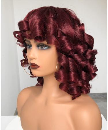 ANNIVIA-X Short Afro Curly Wig with Bangs for Women - Big Bouncy Fluffy Kinky Curly Hair - Buy Online on GoSupps.com