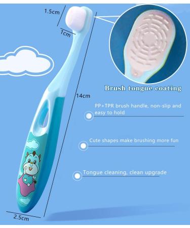 Baby Training Toothbrush Set - Soft Nano Toddler Toothbrush 0-2 Years with Tongue Cleaner | 2 Pack (Blue) - Buy Online on GoSupps.com