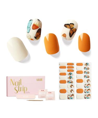 NAILOG Semi Cured Gel Nail Strips 34 pcs Salon-Quality Gel Nail Stickers Long Lasting Nail Wraps for Women with Soft Gel Finish Butterflies - Buy Online on GoSupps.com