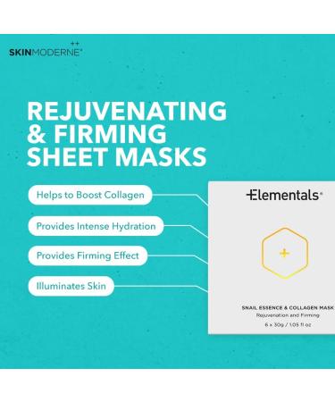 SKIN MODERNE++ Snail Mucin Collagen Sheet Masks - Rejuvenating & Firming Hydration for Youthful Skin - 6-Pack - All Skin Types - Buy Online on GoSupps.com