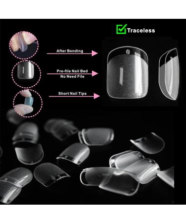 552 Pieces Square Nail Tips Full Cover Short Gel Nail Tips Set Pre-Buffed Matte Finish 12 Sizes for Nail Extensions - Buy Online on GoSupps.com