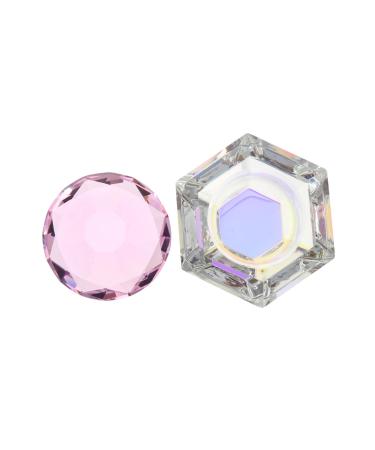 Beavorty 1pc nail art crystal cup manicure care tools nail powder mixing cups containers with lids nail dappen dish clear nail polish nail art cups hexagon cup crystal art glass Variety 7.5x6cm Pink