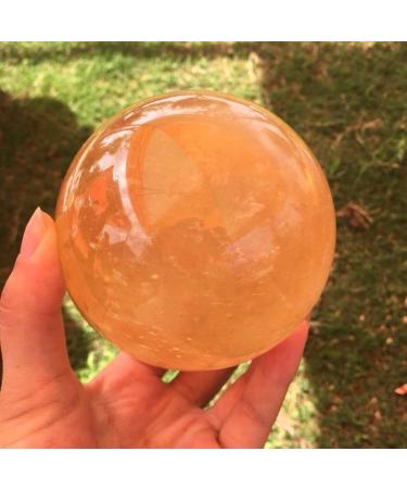 Large Size Natural Yellow Calcite Sphere Iceland Spar Sphere Quartz Crystal Stone Mineral Specimen