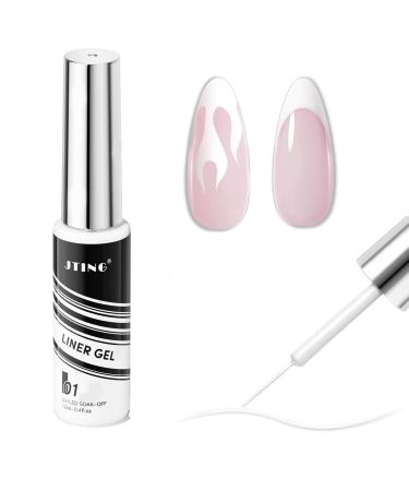 White Nail Polish - Painted Gel Nail Polish - White Gel Liner Nail Polish - 12ml Gel Liner Nail Art with Thin Brush - Nail Color Painting Nail Gel - Soak off UV Lamp Manicure Salon