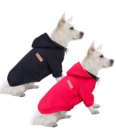 Hualisiji dogs hoodie dogs sweatshirt fleece sweater dog chihuahua sweater warm and light with a soft texture easy to wear and light colors (m black+red) m 2PCs black+red