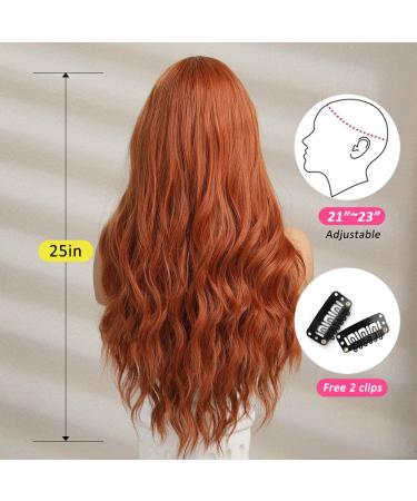 OUFEI Long Wavy Ginger Wigs for Women | Natural Synthetic Heat Resistant Wigs for Daily Party & Cosplay Wear - Buy Online on GoSupps.com