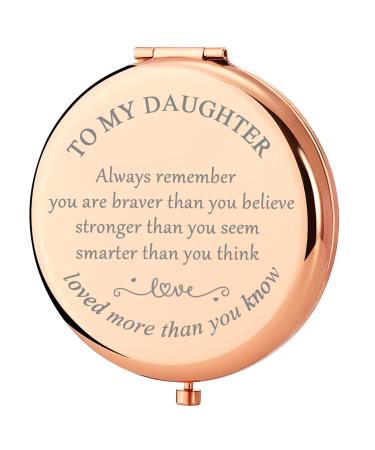 Gifts for Daughter from Dad | to My Daughter Rose Gold Compact Mirror | 18th Birthday Gifts for Girls | Graduation Gifts for Her | Unique Birthday, Christmas Daughter Gifts from Mom and Dad - Buy Online on GoSupps.com
