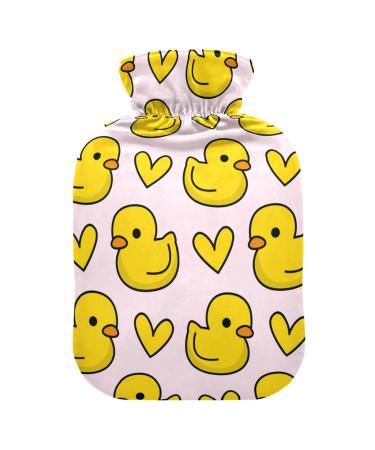 Hot Water Bottles with Cover Cute Animals Duck Hot Water Bag for Pain Relief Sore Muscles Arthritis Water Heating Pad 2 Liter