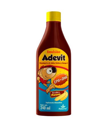 Five Brothers Products Cod Liver Oil Liquid (ADEVIT Emulsion) 240ml Banana Flavor Rich in Vitamins A D & E Immune Support & Bone Health Support for Kids & Adults Smooth Banana Taste