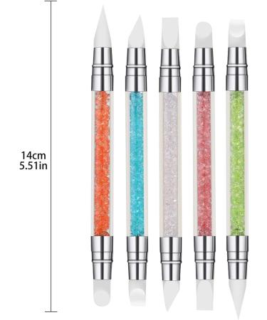 Vaceer 5Pcs Nail Art Sculpture Pen Set with Acrylic Rhinestone Handle - Double Ended Design and Painting Tool for Manicure - Buy Online on GoSupps.com