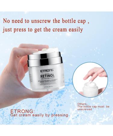 Retinol Moisturizer Cream ETRONG Anti-aging Wrinkle Night/Day Cream for Face and Eye with 2.5% Retinol Hyaluronic Vitamin E and Jojoba Oil (100 ml) - Buy Online on GoSupps.com