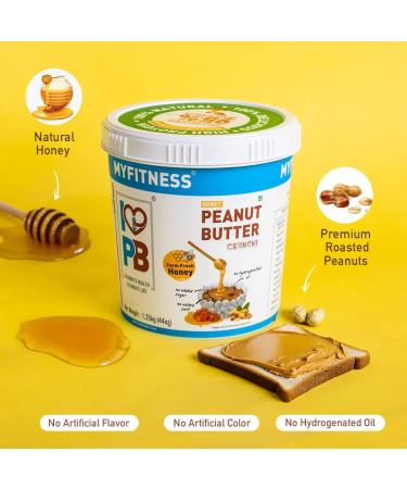 MYFITNESS Peanut Butter Honey Chruchy Non-GMO Gluten-Free No Preservative All Natural Ingredient High Protein Made with American Recipe 1.25 kg - Buy Online on GoSupps.com