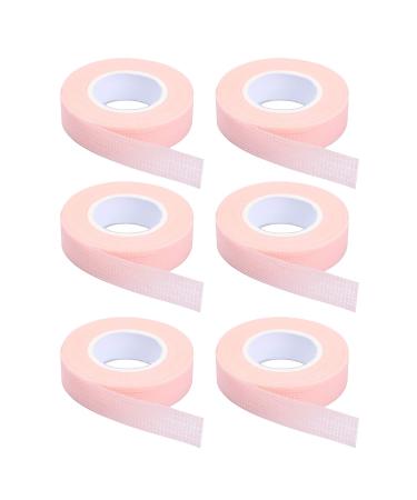 6 Rolls Eyelash Tape, Adhesive Fabric Eyelash Extension Tape, Breathable Micropore Fabric Tape for Eyelash Extension Supplies,9 m/10 Yard Each Roll (Pink)