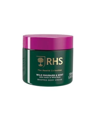 RHS Rewild Cr me corporelle fouett e la rhubarbe et la menthe l g re et hydratante au beurre de karit laisse la peau douce et fra chement parfum e - 150 ml