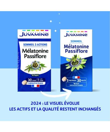 JUVAMINE - Sleep 3 Actions - 1mg Melatonin - Passion flower - 30 Tablets - Buy Online on GoSupps.com