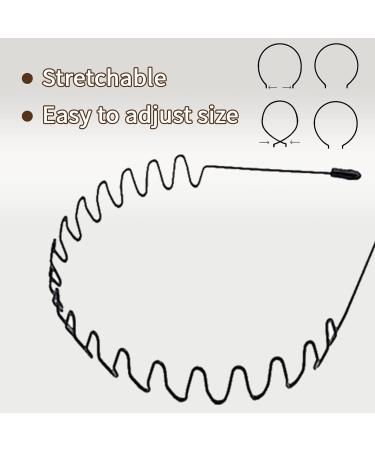 3-Pack Zig Zag Headbands - Metal Hair Bands for Men and Women - Fashion Hair Accessory for Sports - Non Slip Elastic Wavy Hair Hoops - Buy Online on GoSupps.com