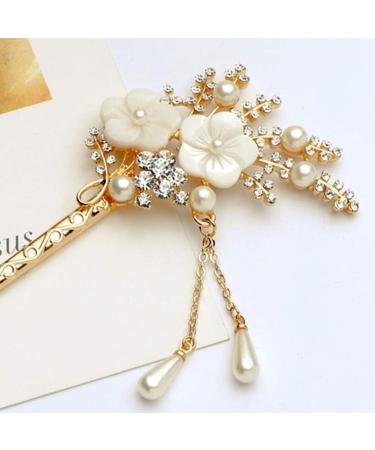 Minkissy 1PC Flower Pearl Hair Chopstick Alloy Hair Pin Chopsticks with Tassel Vintage Hair Stick for Girls Women - Buy Online on GoSupps.com