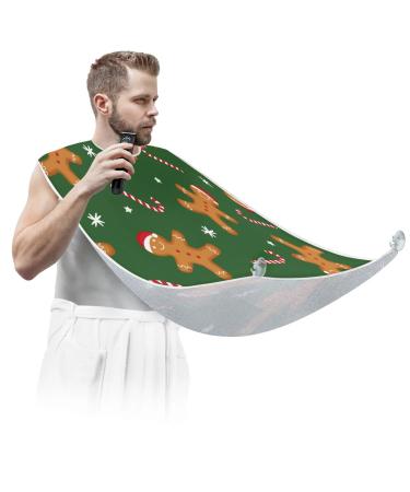 Beard Bib Apron Beard Bib Hair Catcher for Men Shaving and Trimming Non-Stick Waterproof Beard Cape Grooming Cloth Christmas Gingerbread Men