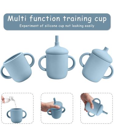 2 Pack Toddler Silicone Training Cup 5oz with Straws | BPA-Free Spill Sippy Cup for Kids | Leakproof Lid & Double Handle | Green+Blue 2Pcs - Suitable for Babies Over 6 Months - Buy Online on GoSupps.com