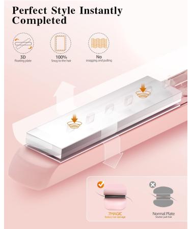 Nano Titanium MCH Flat Iron for Fast Straightening | Salon Flat Iron with Negative Ion Technology | Frizz-Free Hair | Dual Voltage Straightening Iron | 5 Heat Settings | Pink - Buy Online on GoSupps.com