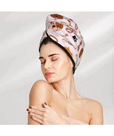 Cute Dog Microfiber Hair Towel - Super Absorbent Coral Velvet Wrap for Long Curly & Thick Hair | Quick Dry Beach Accessories for Pet Lovers - Buy Online on GoSupps.com