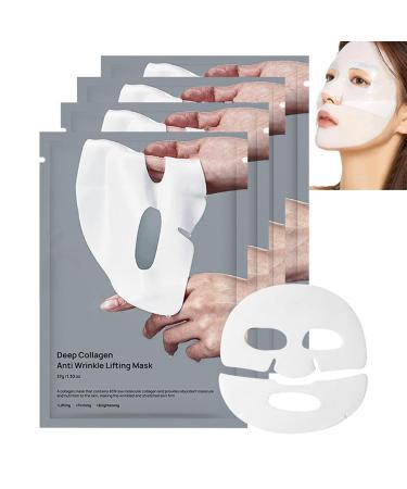 Deep Collagen Anti Wrinkle Lifting Mask 37gx4ea | Bio-Collagen Face Mask The Real Collagen 2 160 000ppb - Deep Collagen Overnight Mask Hydrating and Firming Overnight Hydrogel Mask Korean Skin Care