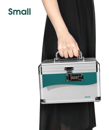 Secure Medicine Lock Box with Combination Lock | Small 10x6.7x6.7 Inch Medical Safe Organizer - Silver - Buy Online on GoSupps.com