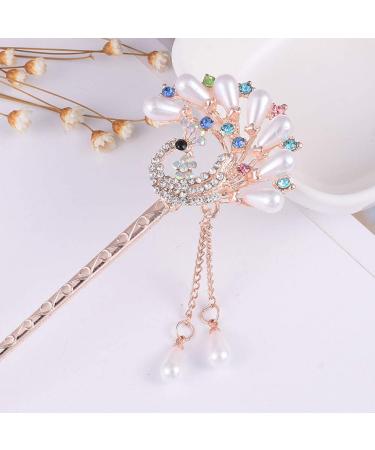 Kukiwhy Rhinestone Pearl Flower Hair Stick Set for Women - Vintage Chinese Hair Chopsticks for Styling and Chignon - 4 Pcs (4 Styles) - Buy Online on GoSupps.com