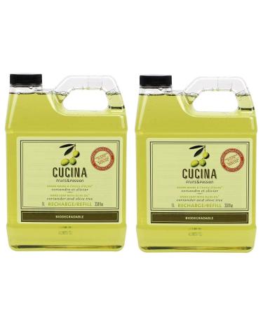 Cucina Purifying Hand Wash Refill  33.8 Oz Plastic Jug (2  Coriander and Olive Tree)
